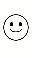 Fototapeta premium Simple black and white smiley face on white background flat vector illustration