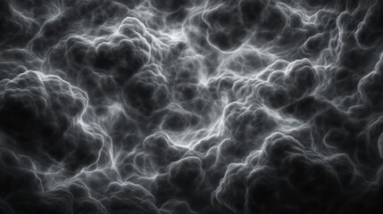 Abstract grayscale image featuring a textured, cloud like formation with varying shades of gray and white, creating a dynamic and ethereal visual effect.