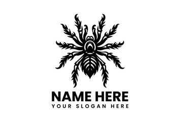 Monochrome Tarantula Vector Logo Illustration. Minimalist Arachnid Art