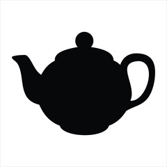 Silhouette kettle vector image in white background.