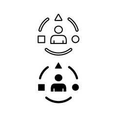adaptability icon. with line style and black fill. isolated on white editable background