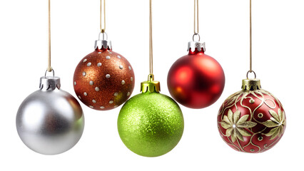 christmas hanging balls isolated on transparent background, PNG file