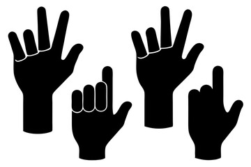 set of Hand sign silhouette vector illustration