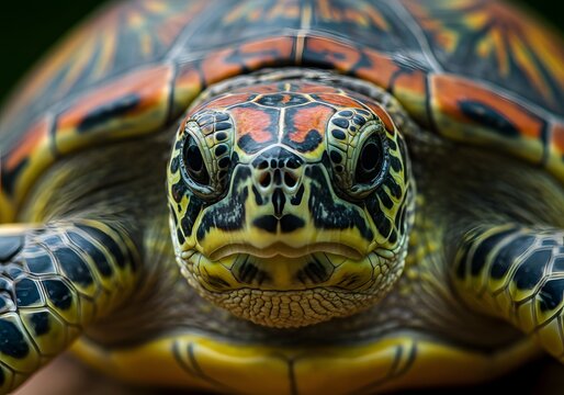 Detailed Close-up of a Sea Turtle Skin Texture, Shell Patterns, Eyes, Marine Life, Wildlife Portrait