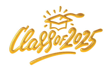 Class of 2025 3D Gold Style Typography.