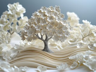 Delicate white tree embossed on a minimalist card
