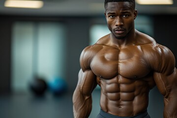 Athletic fit body with sculpted muscles and abs