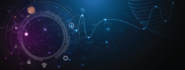 Obraz premium Futuristic blue abstract artificial intelligence and science data concept