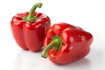 red bell peppers isolated on white background