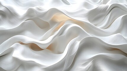 Fototapeta premium Abstract peaceful white fabric with tranquil flowing lines