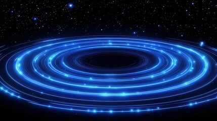 Obraz premium The blue halo under the starry sky background presents a sense of future technology and the mystery of cosmic exploration, which is fascinating.