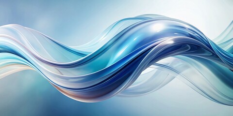 Fototapeta premium Abstract Blue and White Flowing Shapes with Bokeh, Fluid Movement Background