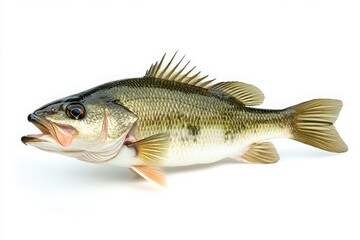 Fototapeta premium A detailed image of a bass fish on a white background.