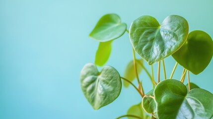 Plant leaf image with a blue background, used for flower shop, home decoration, and social media promotion.


