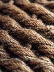 Fototapeta premium Close-up of a textured woven pattern in earth-toned yarn creating a warm organic and tactile visual experience.