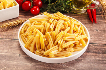 Raw dry Italian pasta - casarecce