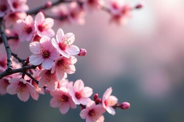 Delicate pink sakura blossoms, intricate branch pattern , graphic, background