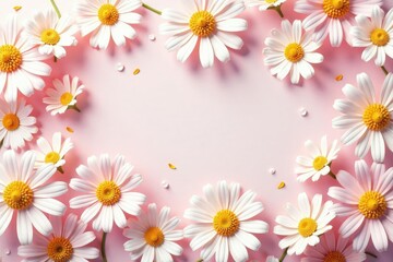 Obraz premium Delicate repeating daisy pattern, soft pastel colors, whimsical feel, flower, pastel floral, meadow