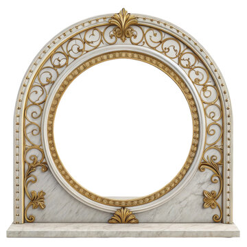 Elegant decorative mirror frame with intricate gold detailing and marble base, perfect for enhancing any interior space