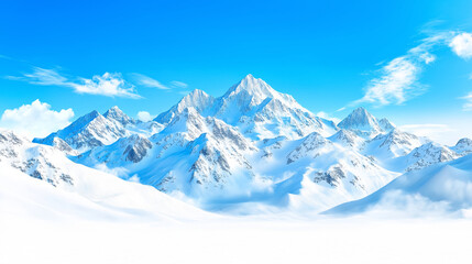 Continuous towering snow-capped mountains