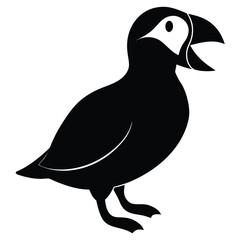 puffin bird silhouette vector art illustration