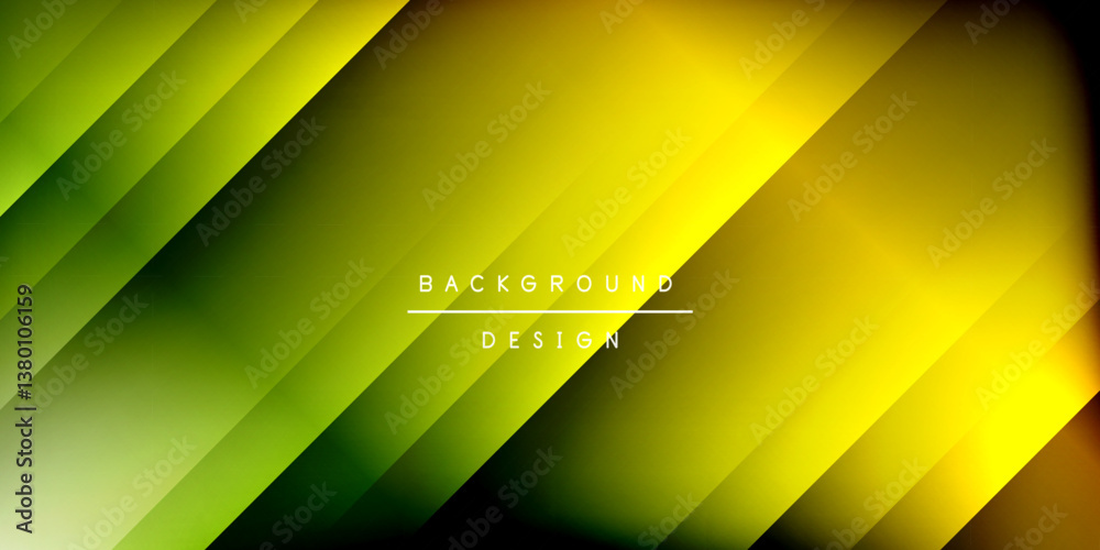 Leinwandbilder Bright yellow, green gradient background. Diagonal lines create dynamic visual effect. Text BACKGROUND DESIGN centered. Modern, abstract aesthetic.