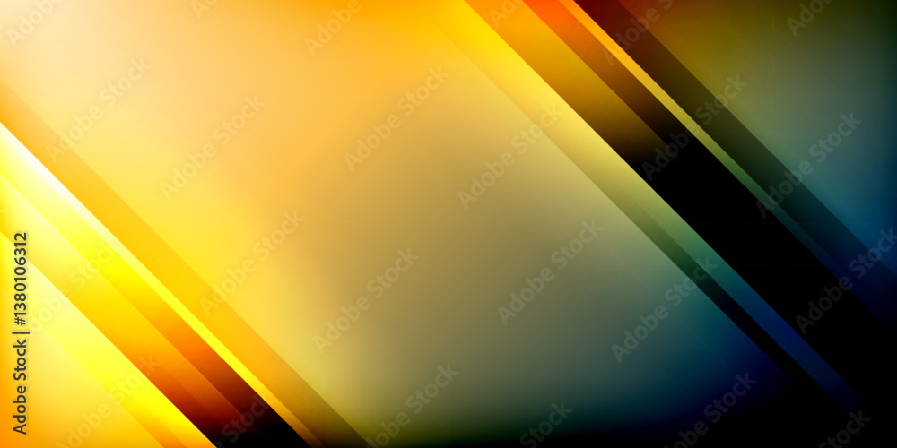 Poster abstract background features dynamic diagonal lines. colors transition from bright yellow, orange, g