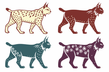 set of Lynx Cat silhouette vector illustration
