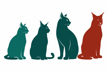 set of Lynx Cat silhouette vector illustration