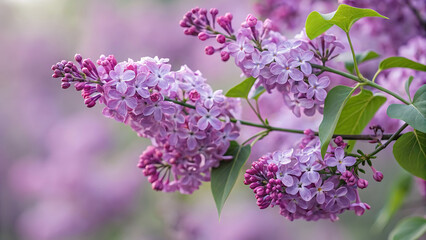 Blooming Purple Lilac Flowers in Full Glory