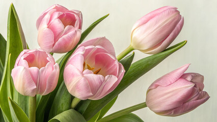 Fototapeta premium Pink Tulips with a Minimalist Background