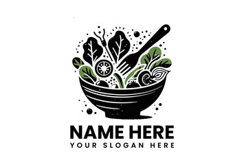 Detailed Salad Bowl Silhouette. Classic Healthy Food Motif