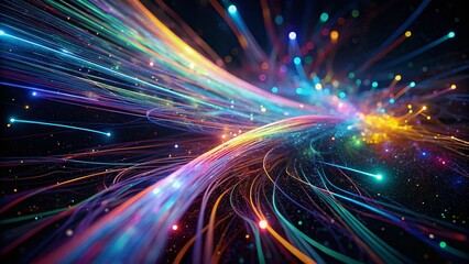 Obraz premium Abstract Glowing Lines, Cosmic Nebula, Starry Night, Macro Photography, Space Art