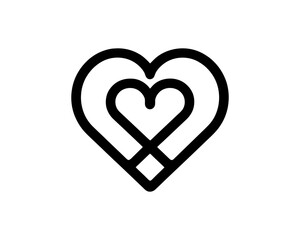 Heart logo design icon symbol vector template. Outline love heart logo icon vector illustration.