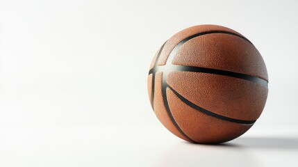 Obraz premium A sleek basketball with textured surface, placed on a clean white background with space for branding