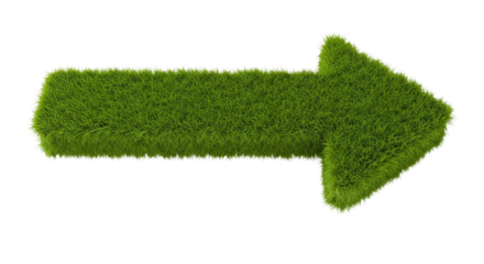 3d green grass arrow on transparent background  