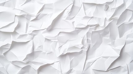 Fototapeta premium Crumpled Paper Texture Background in White