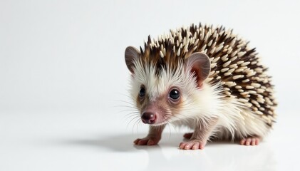 Obraz premium Hedgehog posed on white, showcasing spines and tiny features, studio, isolated