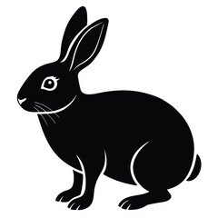 Rabbit with a coffee cup silhouette vector art illustration