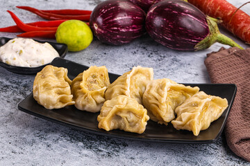 Steamed Nepali Momo stuffed dumplings