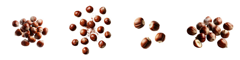 Obraz premium A close up image showcasing a variety of different types of nuts including almonds hazelnuts and chestnuts against a clean white background