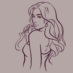 girl with long hair posing with chopsticks vector for illustration card decoration