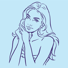 girl with long hair posing vector for illustration card decoration