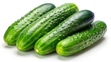 Vibrant cucumbers, sharply defined against a pure white, showcase freshness in this long-exposure still life.