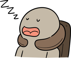 Illustration of man sleeping with neck pillow
