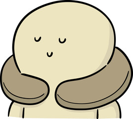 Illustration of man sleeping with neck pillow
