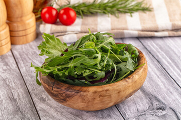 Fresh green ruccola salad leaves