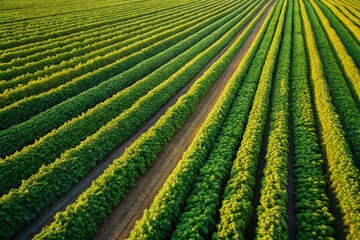 Aerial Drone Shot of Isolated Bean Crops - Agricultural Field Photography
