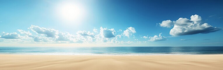 Obraz premium Blurry Tropical Beach Background with Soft Sunlight and Blue Water