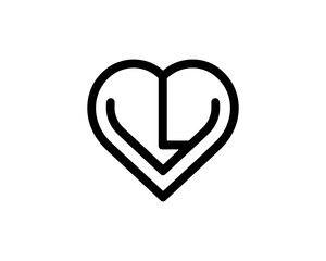 Heart logo design icon symbol vector template. Outline love heart logo icon vector illustration.